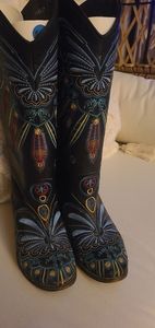 Navy Embroidered boots